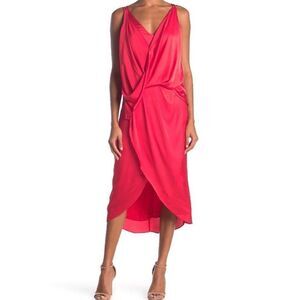 DO+BE Strappy Surplice Neck Midi Dress Tomato Red NWT